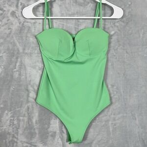 Express Body Contour Kelly Green Bodysuit With Bra Cups Size XS